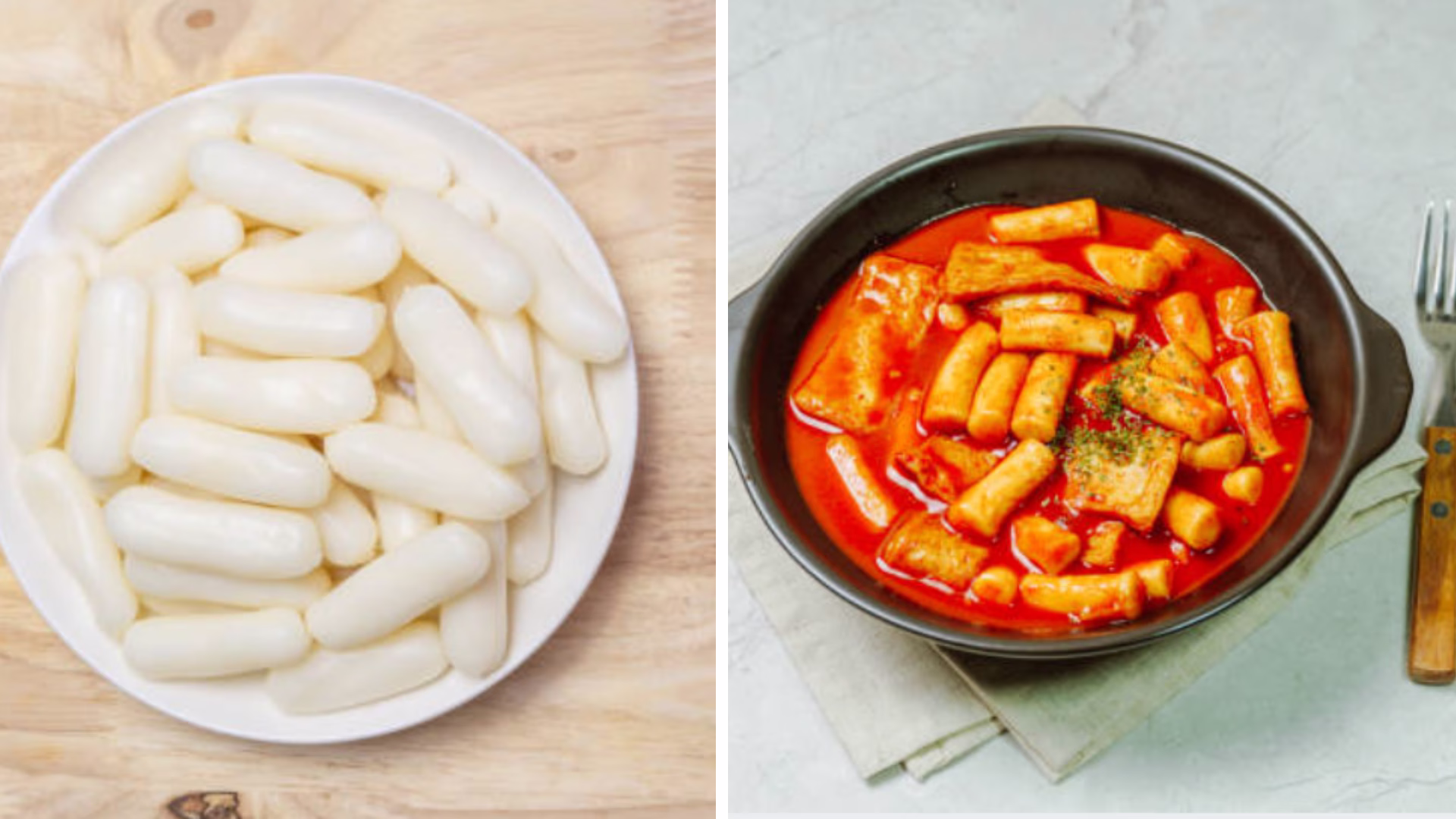 Creamy Rose Tteokbokki garnished with melted cheese and green onions in a bowl.